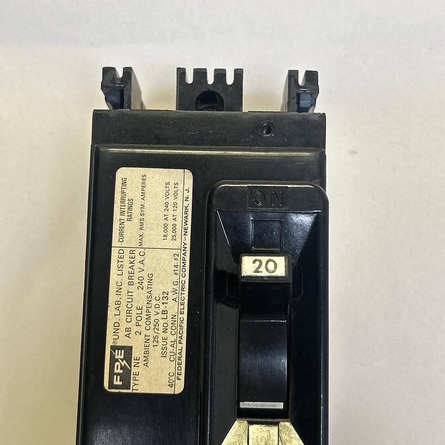 Used FPE,NE220,CIRCUIT BREAKER 20A 240V 2P