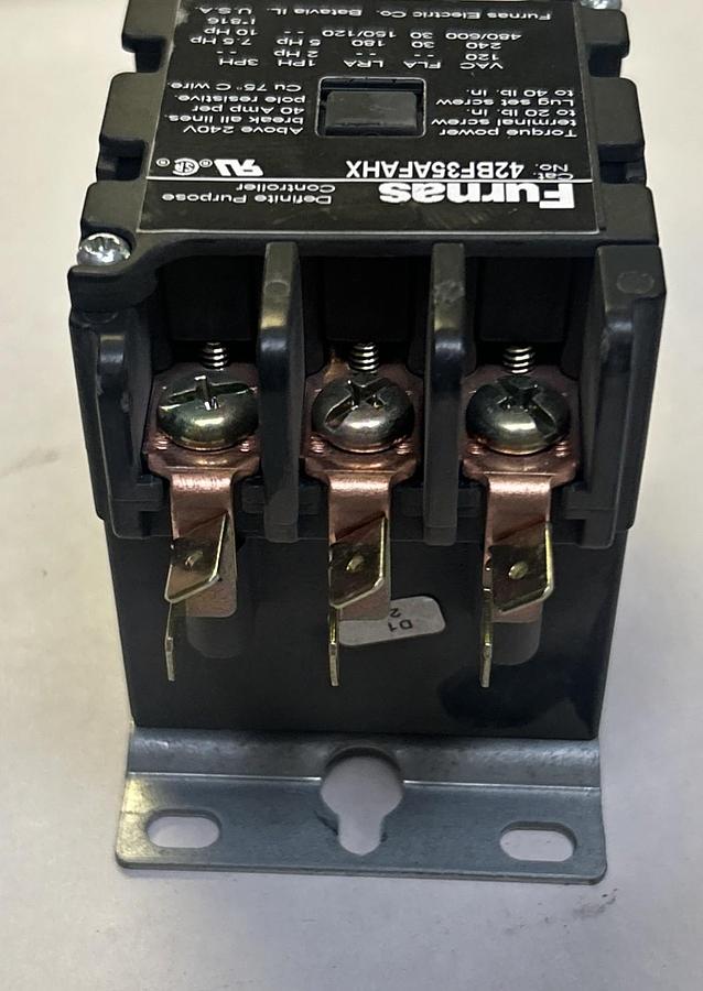 Used FURNAS,42BF35AFAHX,DEFINITE PURPOSE CONTROLLER CONTACTOR 40A 120V 3P