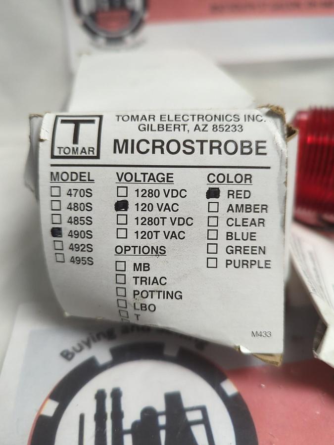 TOMAR,490S,MICROSTROBE INDICATOR LIGHT 120VAC RED NOS