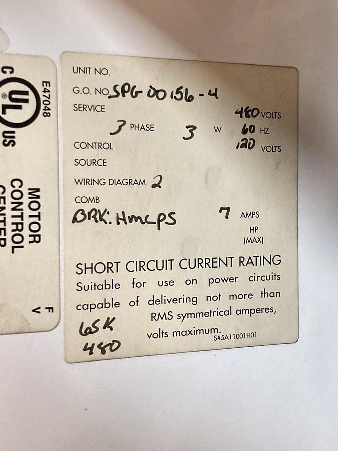 Used Cutler Hammer,Size 1,MCC Reversing Starter Feeder Bucket W200M1CFC