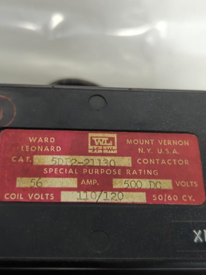 Used WARD LENARD,5DP2-21130,CONTACTOR 56 AMP 500DC PRE-OWNED
