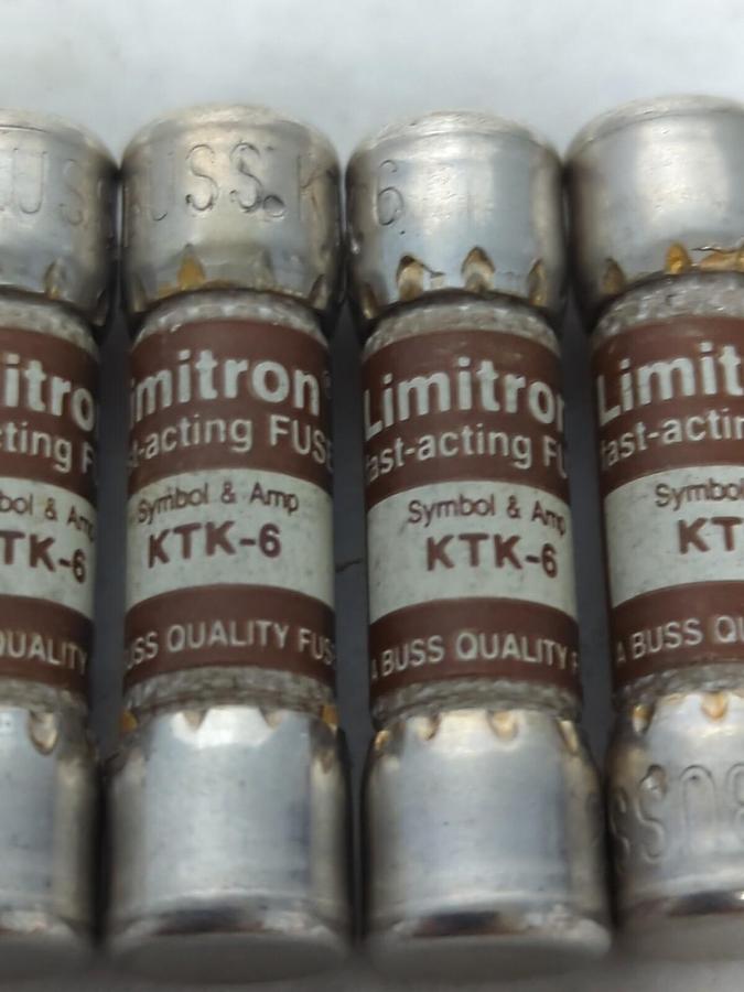 COOPER BUSSMANN,KTK-6,LIMITRON 6 AMP FUSE LOT 0F 7 NOS