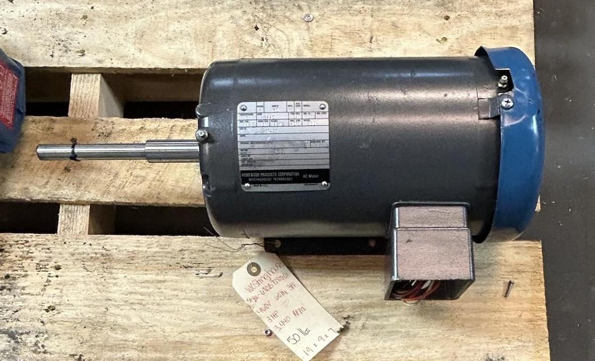 Used WESTINGHOUSE,SBDP,AC MOTOR 3HP 230/460V 3440RPM 3PH 145TZ