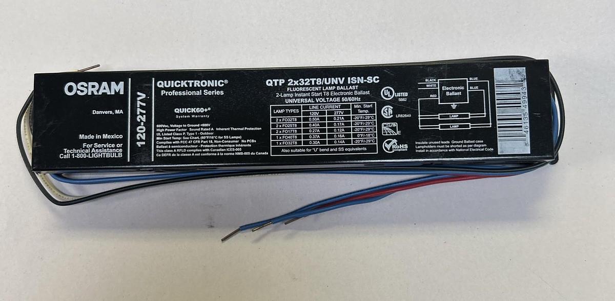 OSRAM,QTP2X32T8/UNV ISN-SC,FLUORESCENT LAMP BALLAST NOS