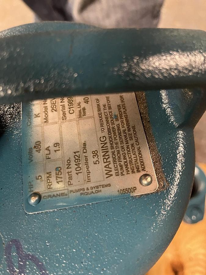 Used BARNES,104921,Submersible 2" Sump Pump 2SEV544L 1/2Hp 1750 RPM 3ph