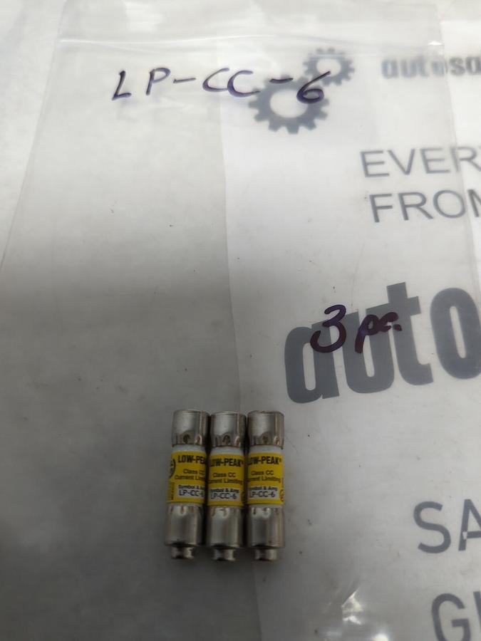 COOPER BUSSMANN,LP-CC-6,LOW-PEAK 6 AMP FUSE LOT OF 3 NOS