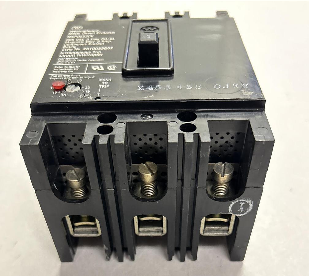 Used WESTINGHOUSE,MCP0322CR,CIRCUIT BREAKER 3A 600V 3P