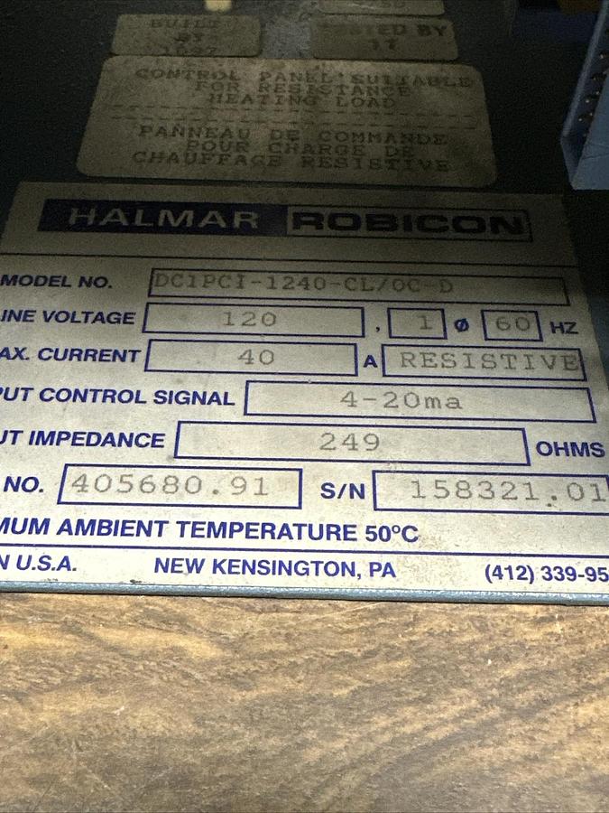 Used Halmar-Robicon,DC1PCI-1240-CL/OC-D,Voltage Controller