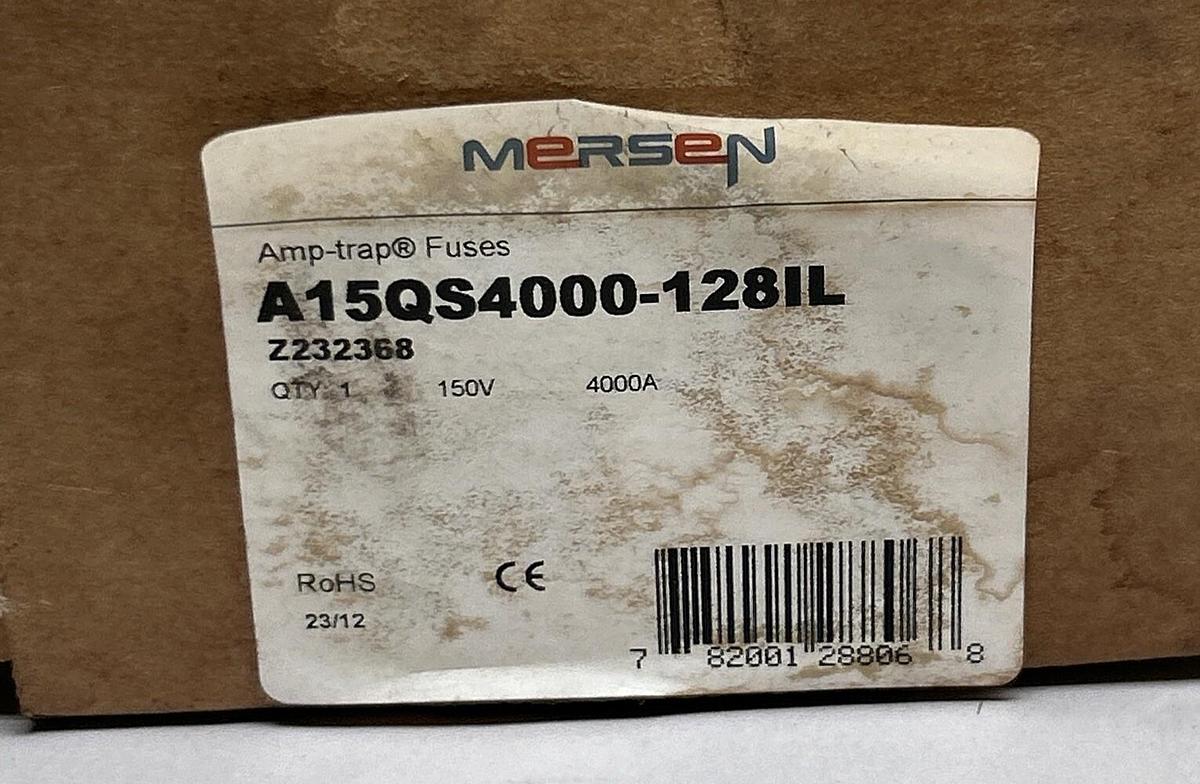 Used MERSEN FERRAZ SHAWMUT,A15QS4000-128IL,SEMICONDUCTOR FUSE 150V 4000A NEW