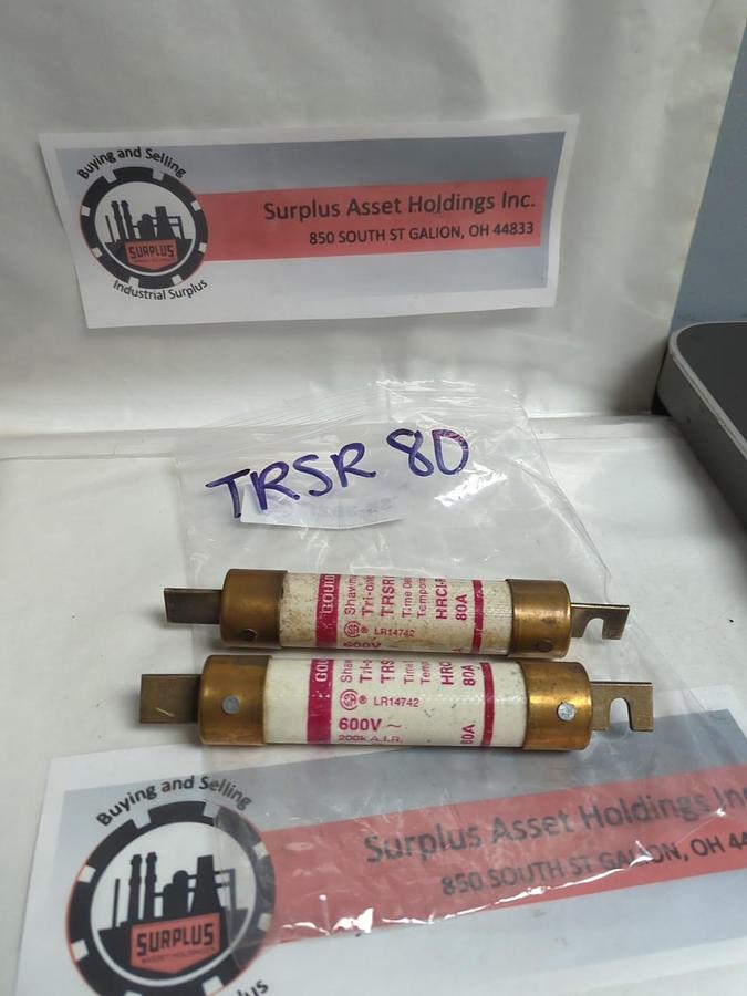Used GOULD SHAWMUT,TRSR80,TRI-ONIC FUSE 80 AMP LOT OF 2 PRE-OWNED