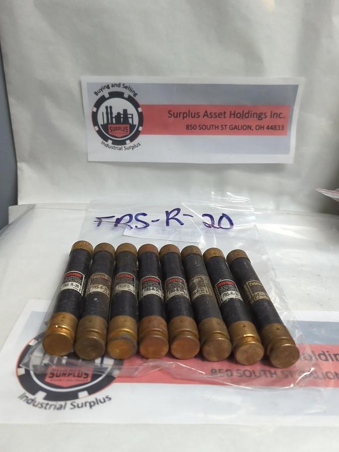 Used COOPER BUSSMANN,FRS-R-20,FUSETRON 20 AMP FUSE LOT OF 8 PRE-OWNED