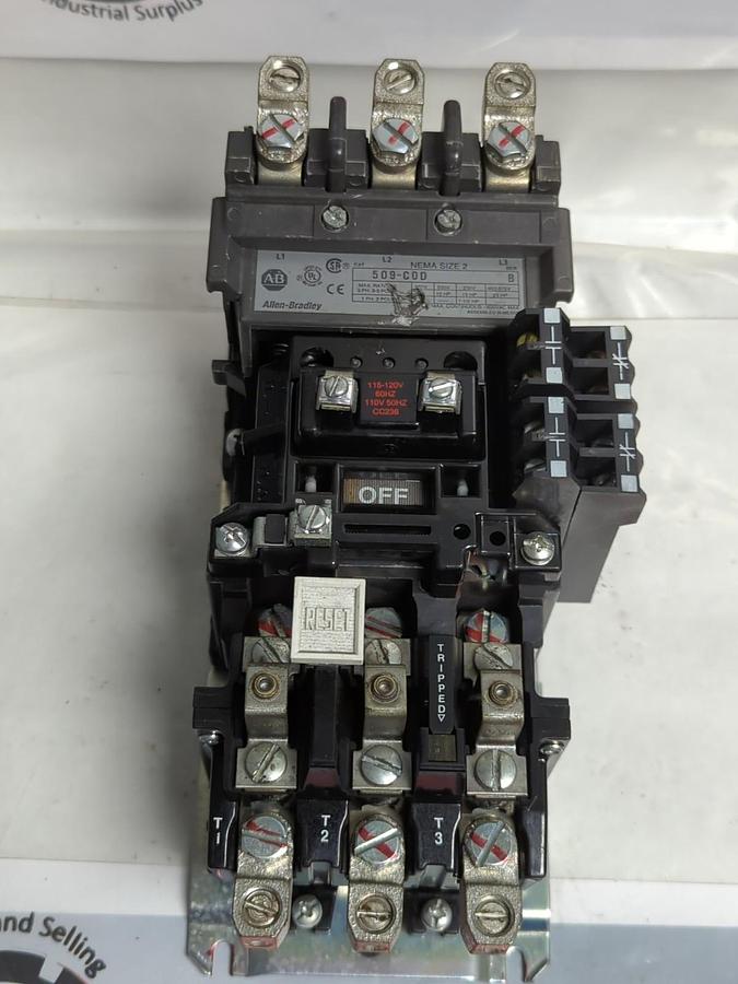 Used ALLEN BRADLEY,509-COD,SERIES B MOTOR STARTER NEMA SIZE 2 PRE-OWNED