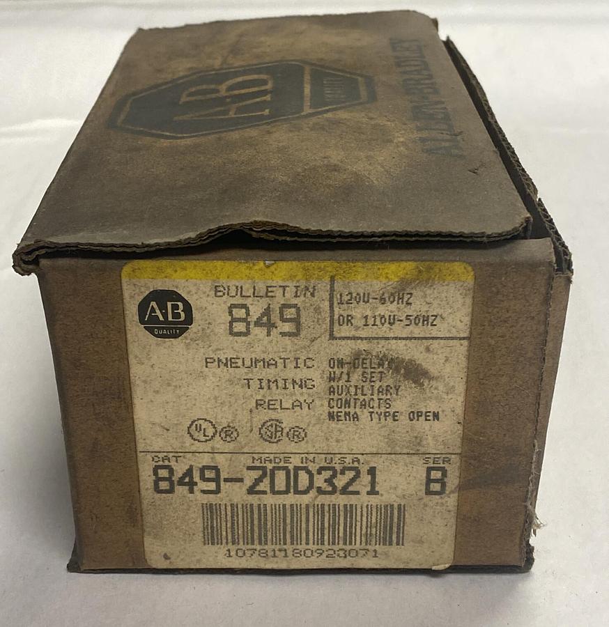 ALLEN-BRADLEY,849-ZOD321,SERIES B PNEUMATIC TIMING RELAY NEW
