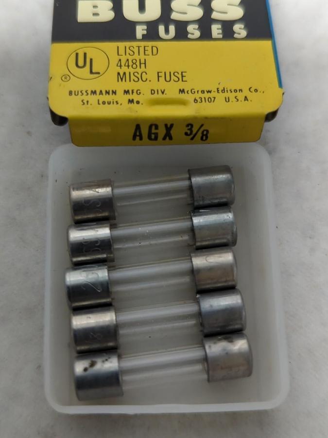 COOPER BUSSMANN,AGX 3/8,FAST ACTING GLASS FUSE PACK OF 5 NOS