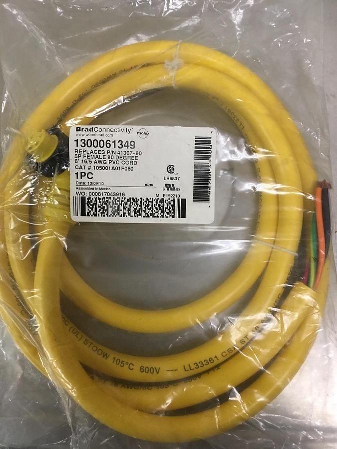 Woodhead Brad Connectivity,1300061349,90-Degree 5P Female 6-Foot Cord