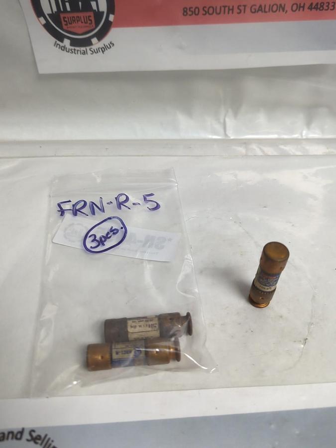 Used COOPER BUSSMANN,FRN-R-5,FUSETRON 5 AMP FUSE LOT OF 3 PRE-OWNED
