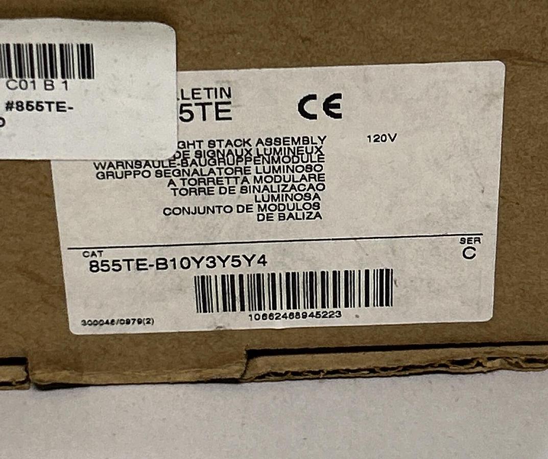 Used ALLEN BRADLEY,855TE-B10Y3Y5Y4,SER C STACK LIGHT ASSEMBLY NEW