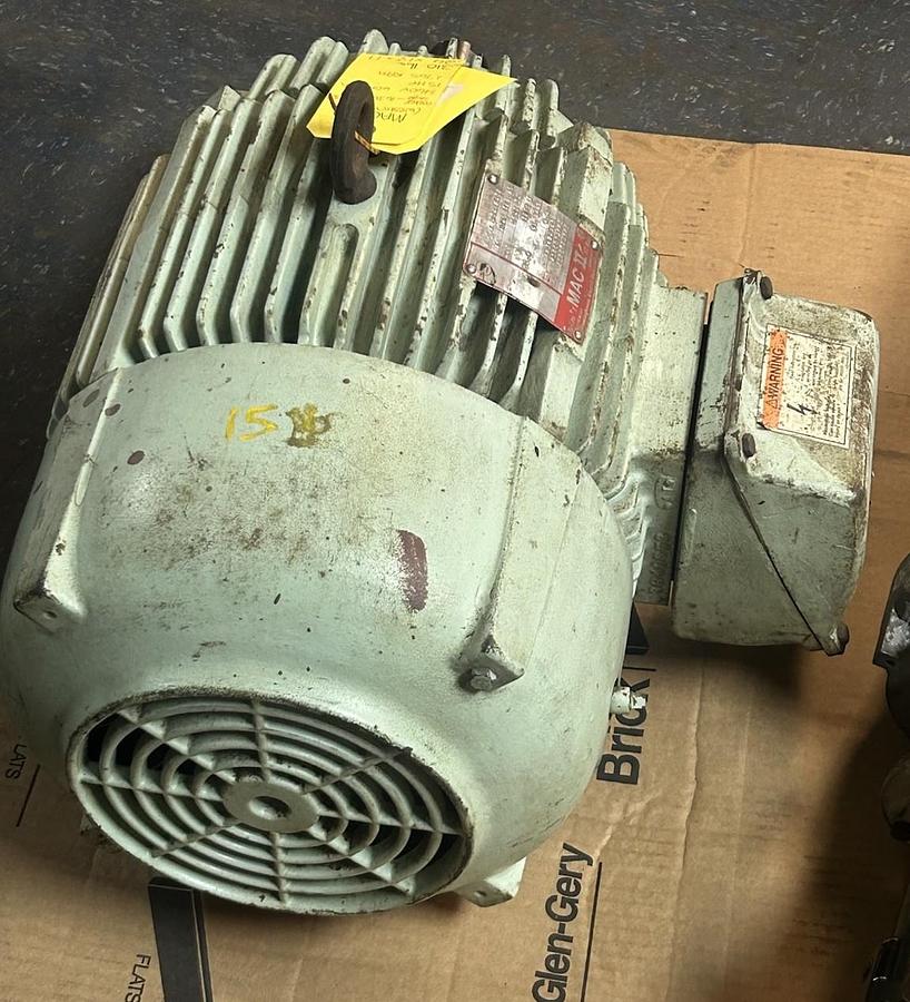 Used WESTINGHOUSE,1636B27G30,AC MOTOR 15HP 460V 1765RPM 3PH 254T FRAME