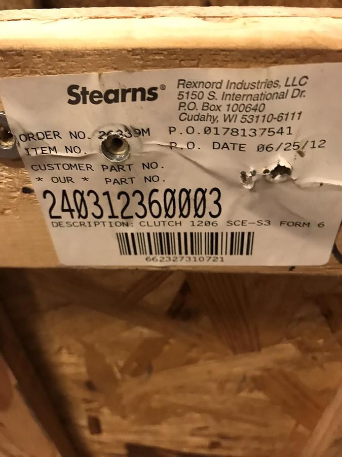 Used Stearns,240312360003,Clutch Style SCE Class S3 Size 1206 NOS