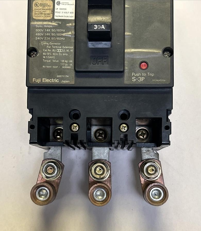 Used FUJI ELECTRIC,BU-ESB3030,CIRCUIT BREAKER 30A 600V 3P