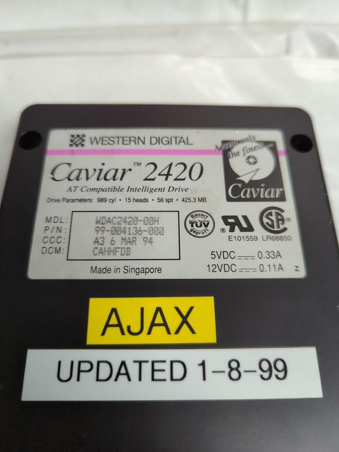 Used CAVIAR,2420,AT COMPATIBLE INTELLIGENT DRIVE WDAC2420-00H PRE-OWNED