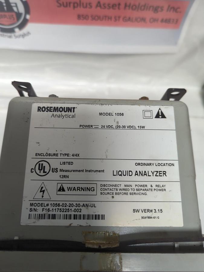 Used ROSEMOUNT/EMERSON,MODEL 1056,LIQUID ANALYZER 24VDC(20-30VDC)15W PRE-OWNED
