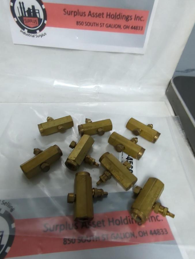 Used DELTROL,F20B,PNEU-TROL 3/8 INCH FLOW CONTROL VALVE LOT OF 9 PRE-OWNED