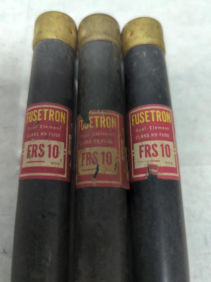 Used COOPER BUSSMANN,FRS-10,FUSETRON 10 AMP FUSE LOT OF 3 PRE-OWNED