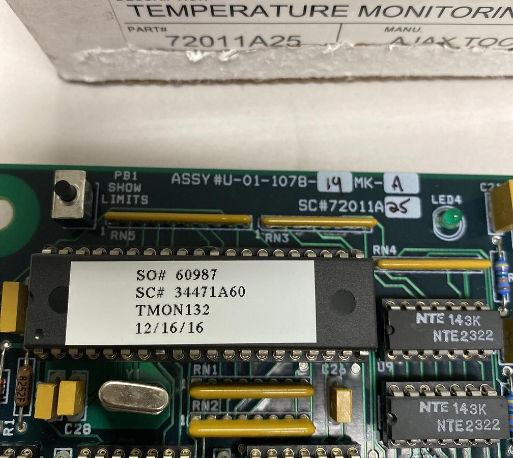 AJAX MAGNETHERMIC,72011A25,TEMPERATURE MONITORING BOARD NEW