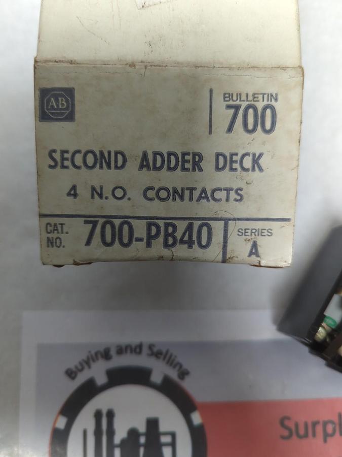 ALLEN-BRADLEY,700-PB40,SERIES A SECOND ADDED DECK 4 N.O. CONTACTS NOS