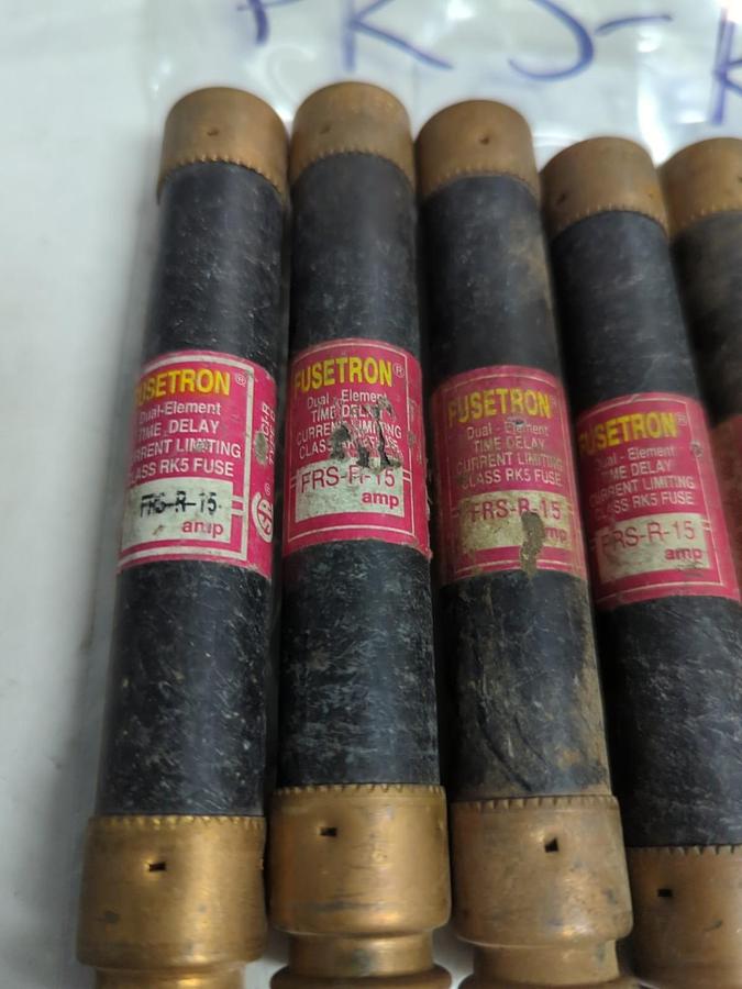 Used COOPER BUSSMANN,FRS-R-15,FUSETRON 15 AMP FUSE LOT OF 8 PRE-OWNED