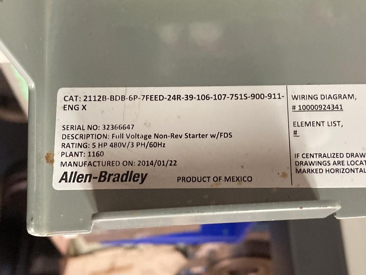 Used Allen-Bradley,2100 2112B,Size 1 Fused MCC 20 Inch Starter Feeder Bucket