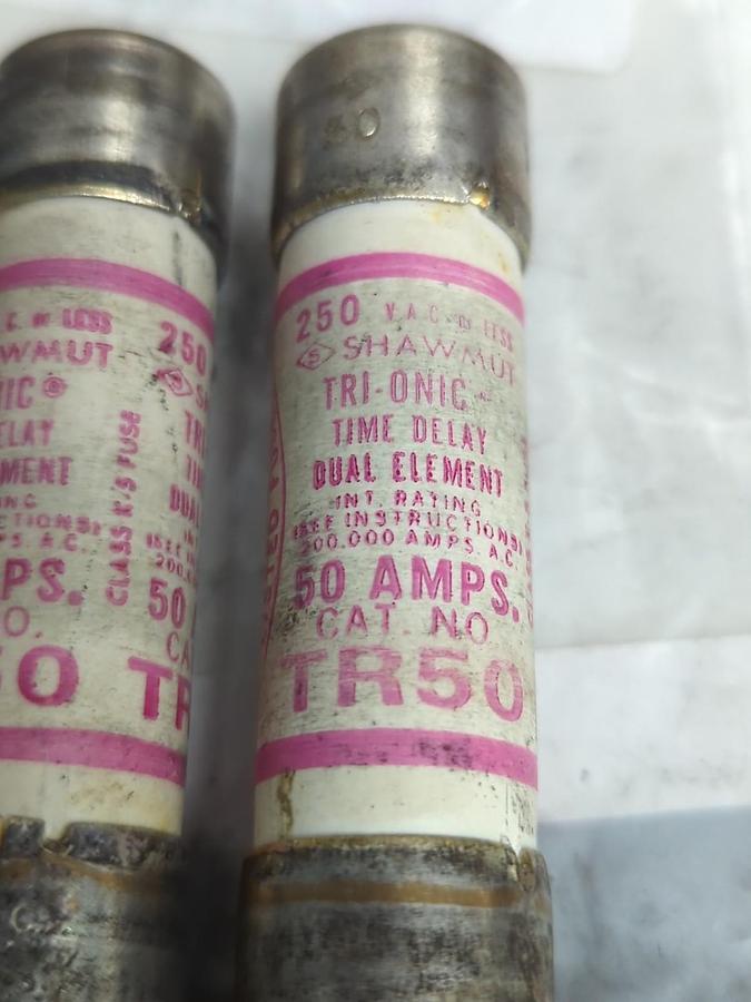 Used GOULD SHAWMUT,TR50,TRI-ONIC FUSE 50 AMP LOT OF 3 PRE-OWNED