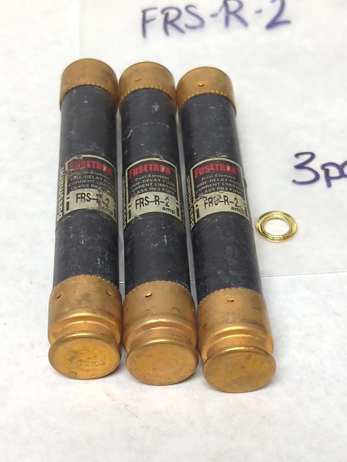 Used COOPER BUSSMANN,FRS-R-2,FUSETRON 2 AMP FUSE LOT OF 3 PRE-OWNED