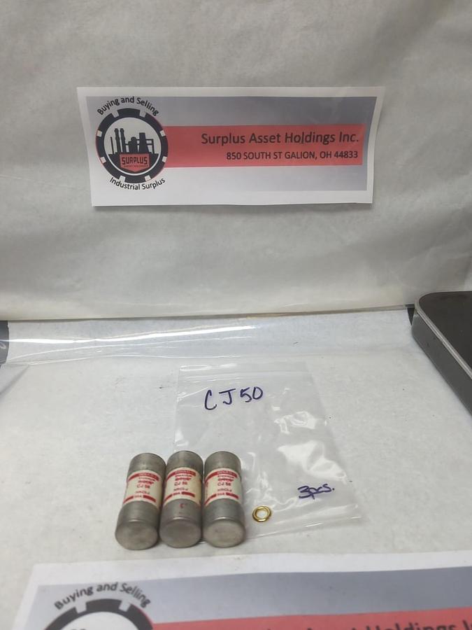 Used GOULD SHAWMUT,CJ-50,AMP-TRAP 50 AMP FUSE LOT OF 3 PRE-OWNED