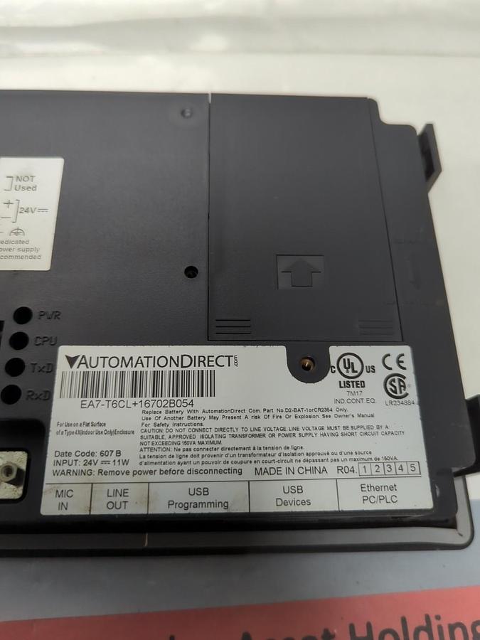 Used AUTOMATION DIRECT,EA7-T6CL+16702B054,TOUCH SCREEN OPERATOR INTERFACE PRE-OWNED
