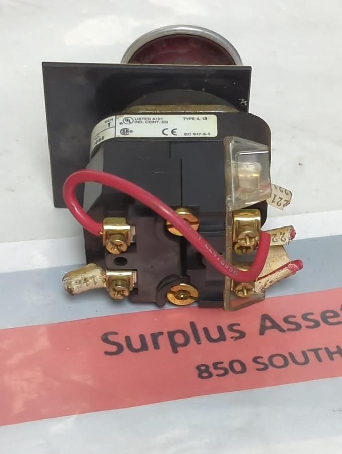 Used ALLEN BRADLEY,800T-FXP16 A1,SER T PUSH-PULL EMERGENCY STOP BUTTON PRE-OWNED