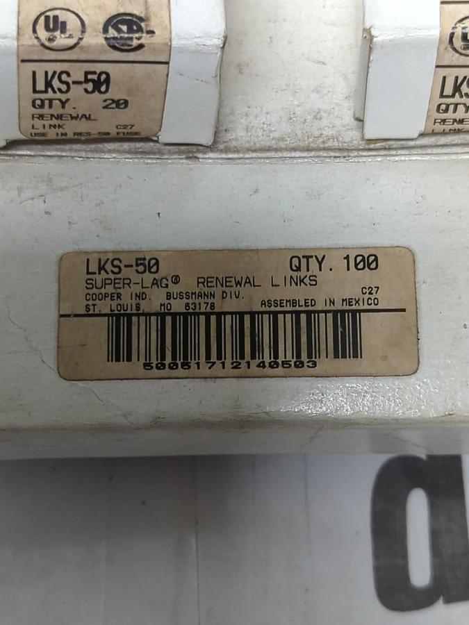 COOPER BUSSMANN,LKS-50,SUPER LAG RENEWAL LINKS LOT OF 100 NOS