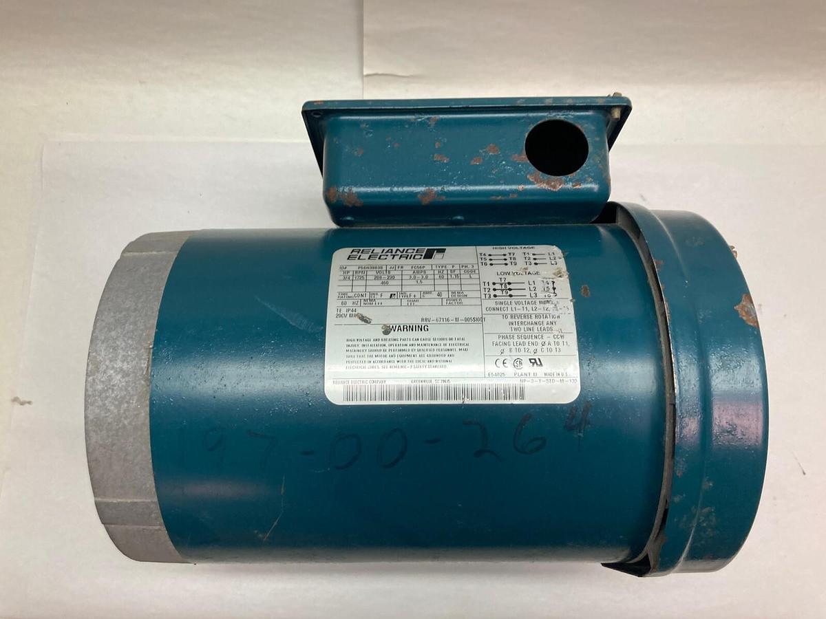 Used Reliance,P56H3883S,Motor 3/4HP 1725RPM 3PH FC56P