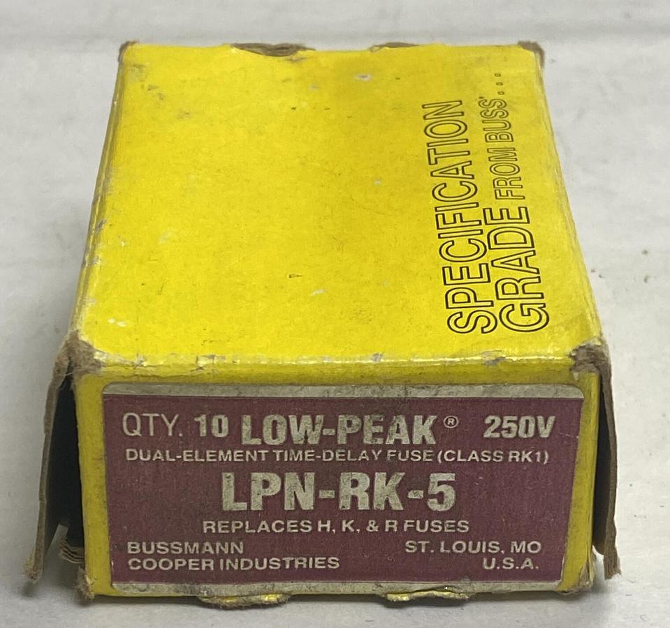 Cooper Bussmann,LPN-RK-5,Low-Peak Fuse Lot Of 5 NOS
