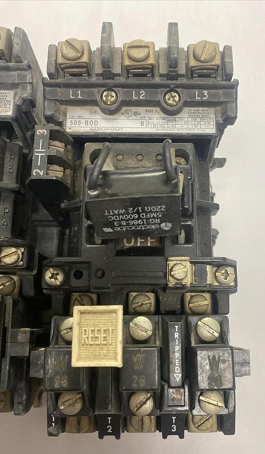 Used Allen-Bradley,509-B0D,Series B Size 1 Starter 27AMP 600V 120V Coil Lot Of 3