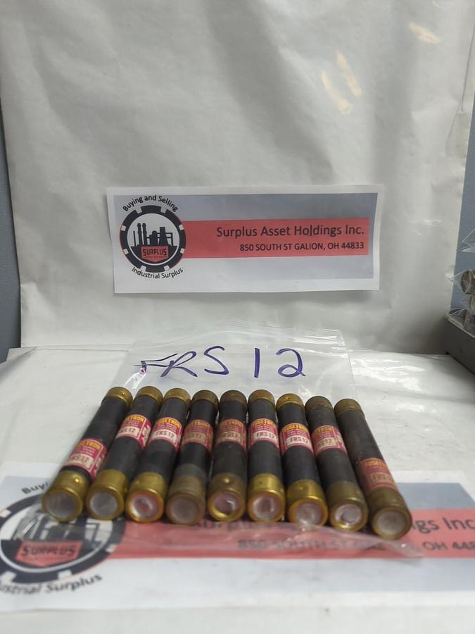 Used COOPER BUSSMANN,FRS-12,FUSETRON 12 AMP FUSE LOT OF 9 PRE-OWNED