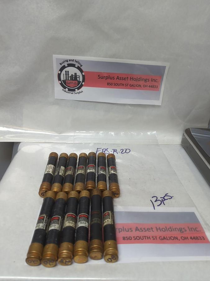 Used COOPER BUSSMAN,FRS-R-20,FUSETRON 20 AMP FUSE LOT OF 13 PRE-OWNED