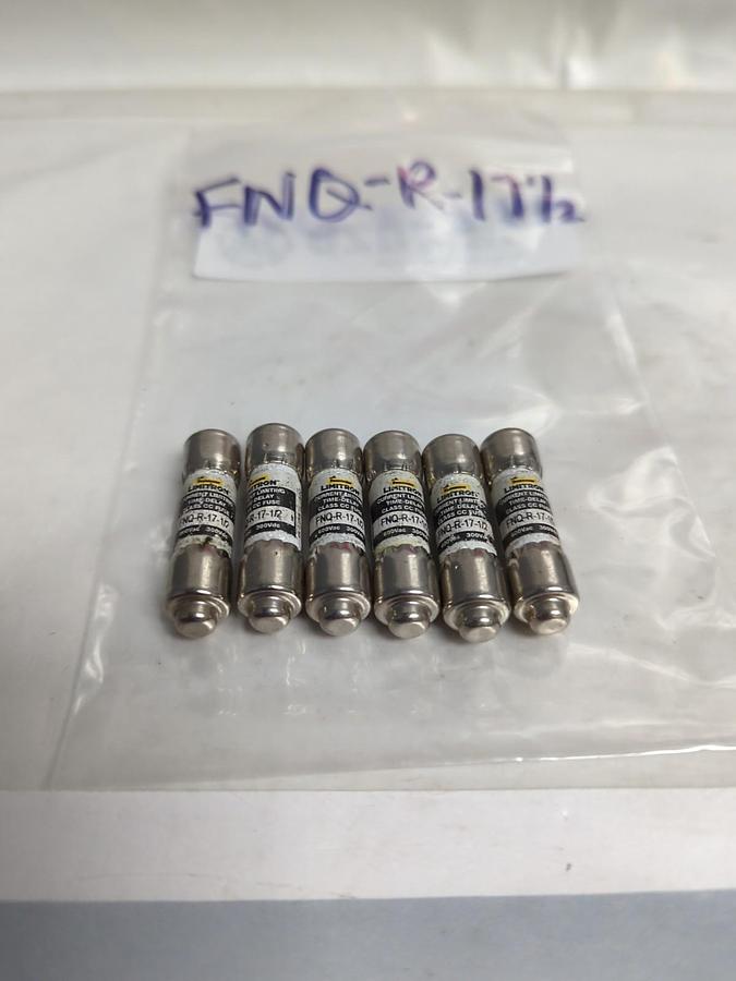 Used COOPER BUSSMANN,FNQ-R-17-1/2,LIMITTRON 17-1/2 AMP FUSE LOT OF 6 PRE-OWNED
