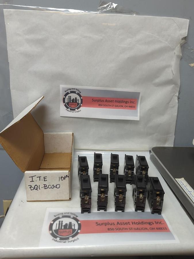 Used I.T.E.,BQ1-B020,CIRCUIT BREAKER 20 AMP 1-POLE LOT OF 10 PRE-OWNED