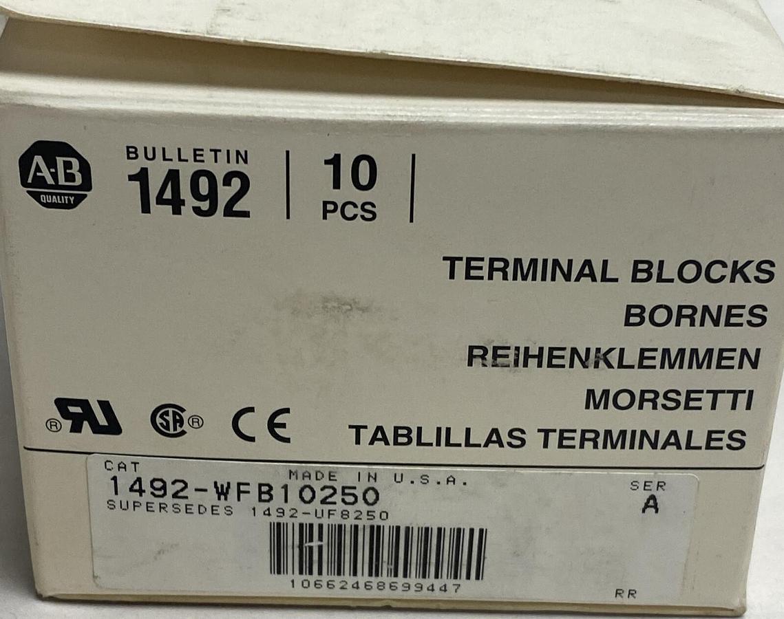 ALLEN BRADLEY,1492-WFB10250,SER A TERMINAL BLOCKS BOX OF 10 NEW