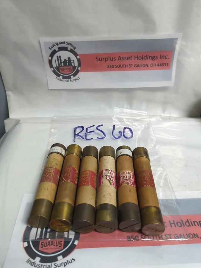 COOPER BUSSMANN,RES60,RENEWABLE 60 AMP FUSE LOT OF 6 PRE-OWNED