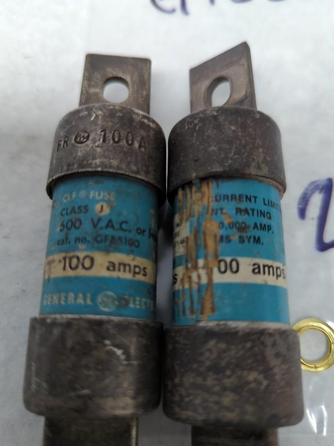 Used GENERAL ELECTRIC,GF8B100,CLASS J 100 AMP FUSE LOT OF 2 PRE-OWNED