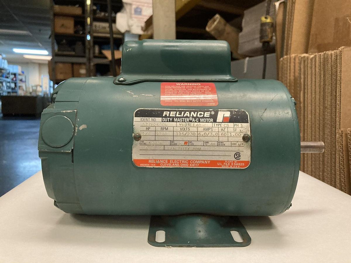 Used Reliance,D77B2690M,1/4 Hp AC Motor 1140RPM  208-230/460 Volts 56C Frame