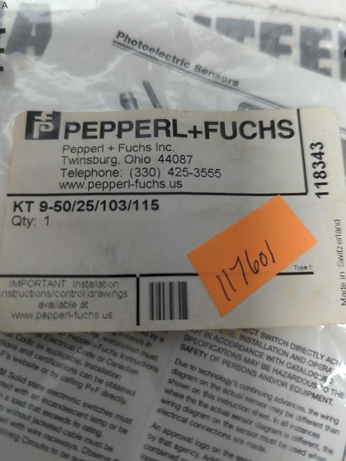 PEPPERL+FUCHS,KT 9-50-25-103-115, PHOTOELECTRIC SWITCH NOS